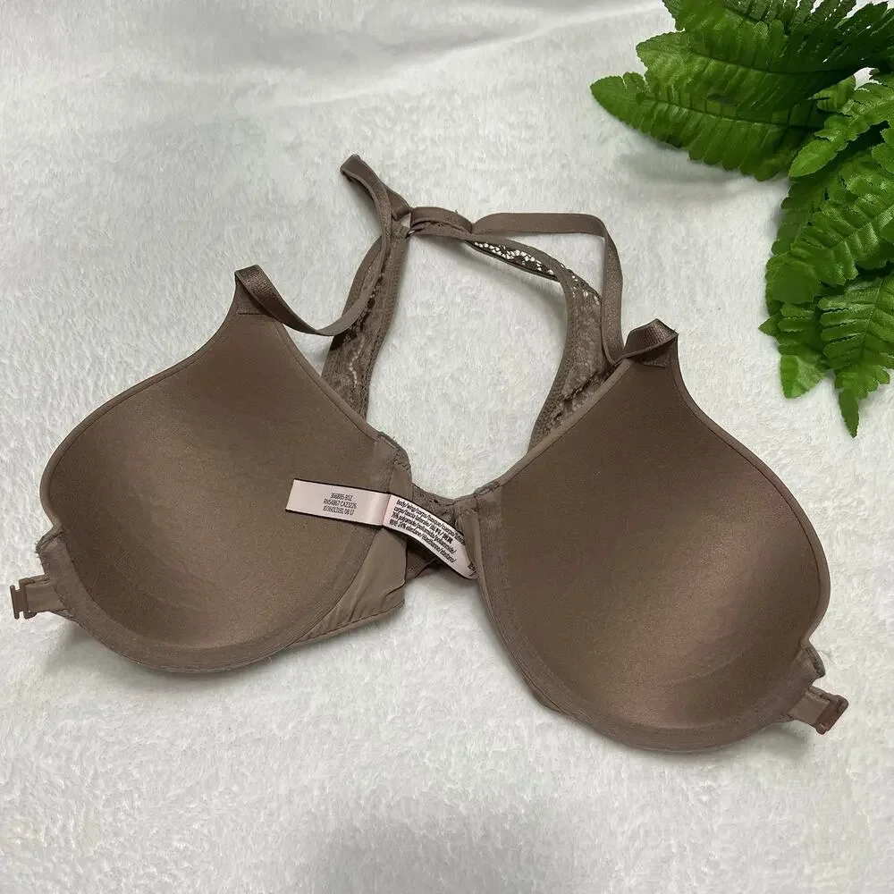Victoria Secret Perfect Shape Racerback bra - 34B Tan Front Close Underwire